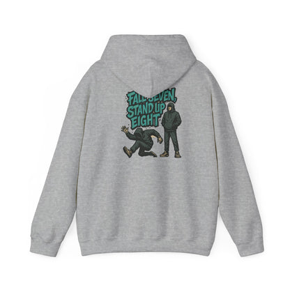 Motivational Quote Hoodie - Fall Seven, Stand Up Eight