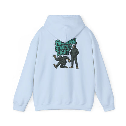 Motivational Quote Hoodie - Fall Seven, Stand Up Eight