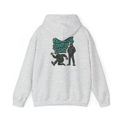 Motivational Quote Hoodie - Fall Seven, Stand Up Eight