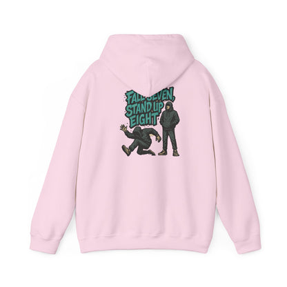 Motivational Quote Hoodie - Fall Seven, Stand Up Eight